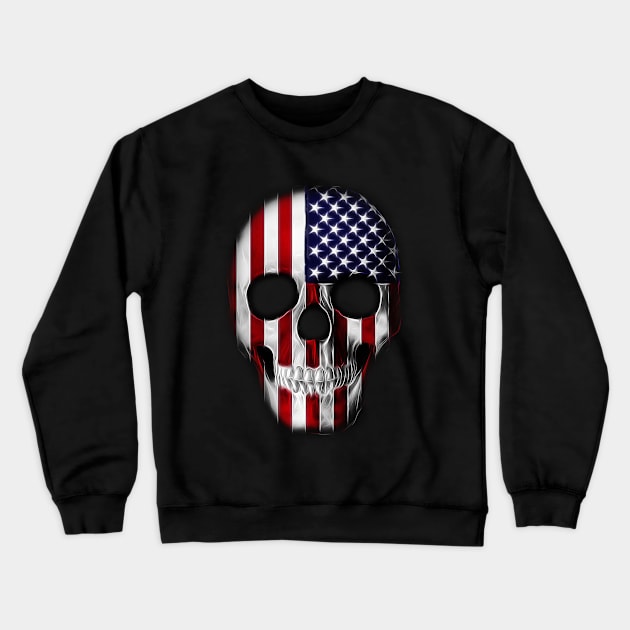 American Patriot  Flag Skull Crewneck Sweatshirt by imdesign